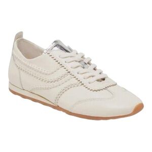 Dolce Vita Delaney Leather Lace-Up Women's Sneakers Off-White/Silver Size-8 NIB